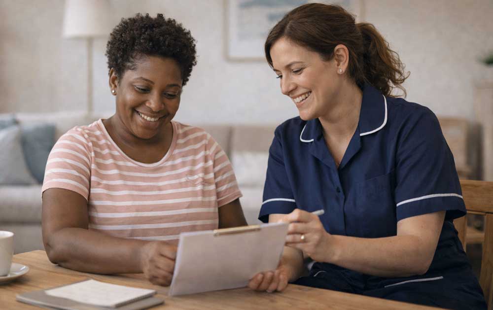 Avican Support staff supporting an individual