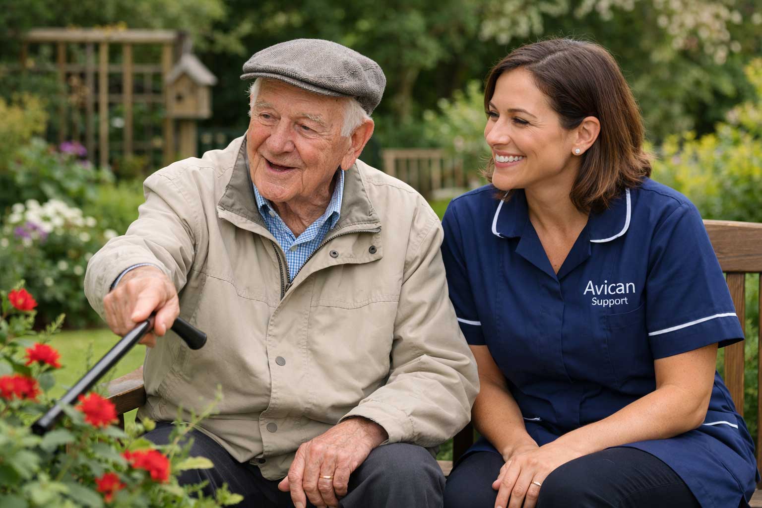 Avican Support staff supporting an individual